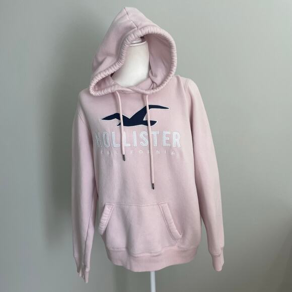 Hollister Y2K Pink Hoodie Women’s Sz Large Pullover Embroidered Spellout - Picture 2 of 10